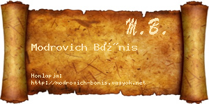Modrovich Bónis névjegykártya